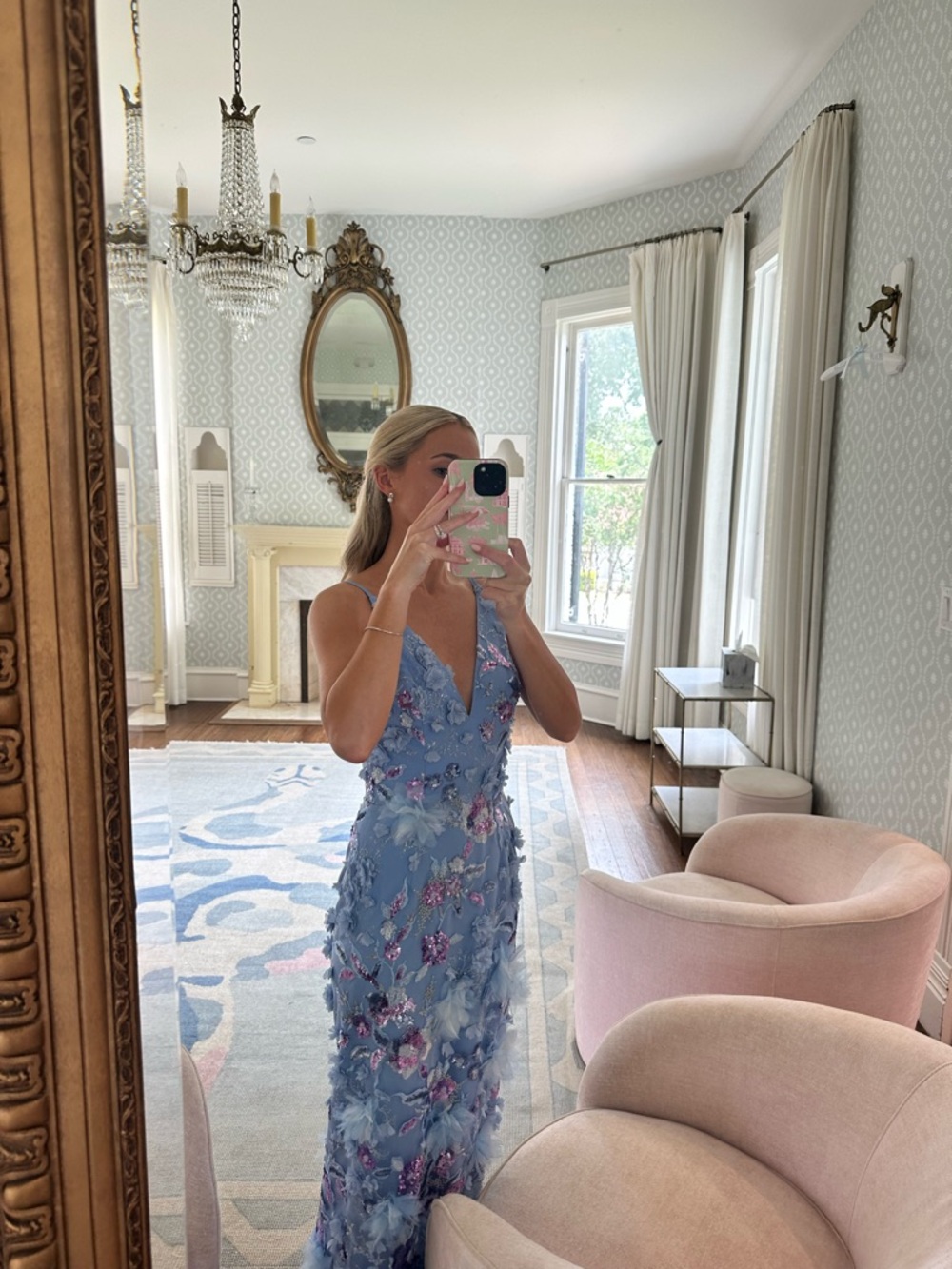 HELSI Nora Blue Sequin Appliqué Midi Dress XS - Picture 3 of 4